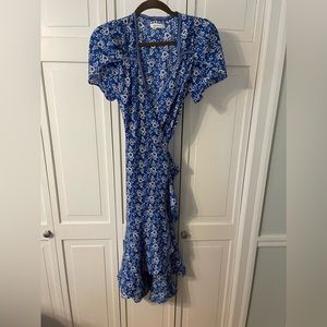 Max Studio Blue Floral Wrap Dress